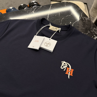 İthal Hermes T-shirt Kırışmayan Kumaş (9449-Lacivert)