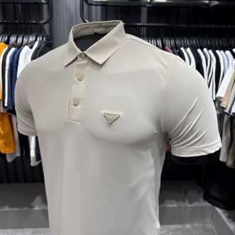 İthal Prada Polo Yaka  Kırışmayan Kumaş (10072-Bej)