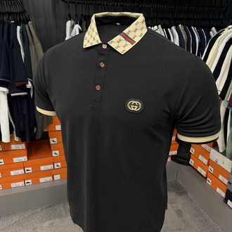İthal Gucci Polo Yaka Kırışmayan Kumaş (10074-Siyah)