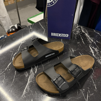 Birkenstock Arizona Deri Çift Toka (Siyah)