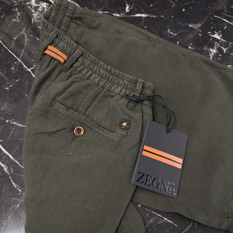 İthal Zegna Ham Keten Şort (6141-Haki)