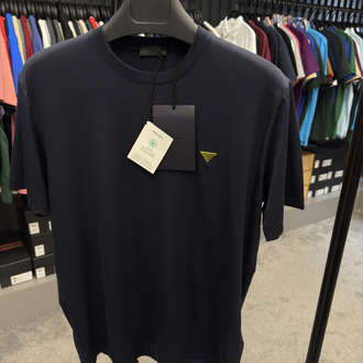 İthal Prada Gold Logo T-shirt Kırışmayan Kumaş (9426-Lacivert)