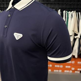 İthal Prada Polo Yaka  Kırışmayan Kumaş (10088-Lacivert)