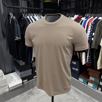 İthal Lora Piana T-shirt Kırışmayan Kumaş (9444-Bej)