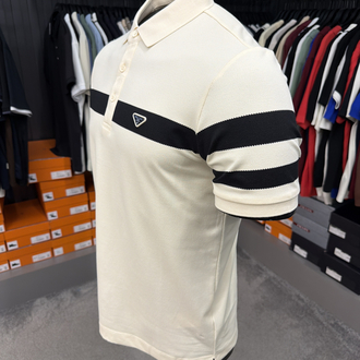 İthal Prada Polo Yaka Kırışmayan Kumaş (6956-Ekru)