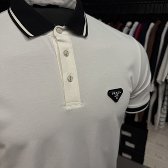 İthal Prada Polo Yaka  Kırışmayan Kumaş (10088-Beyaz)