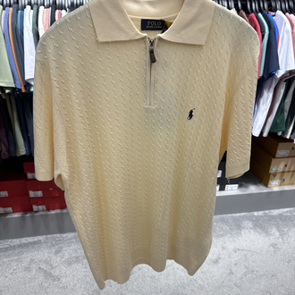 Premium Fermuarlı Triko Polo Yaka (Sarı-5072)