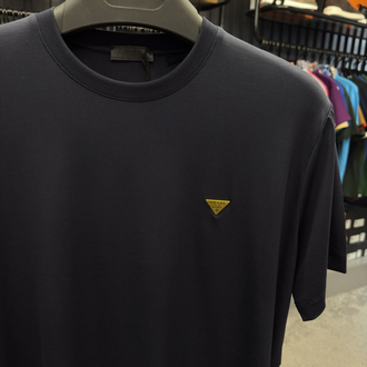 İthal Prada Gold Logo T-shirt Kırışmayan Kumaş (9426-Lacivert)
