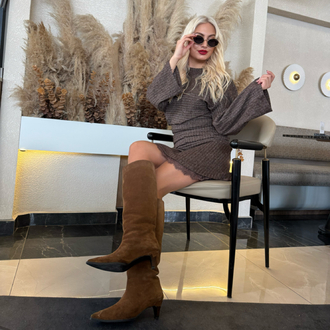 Vintage Chic Kahve Elbise