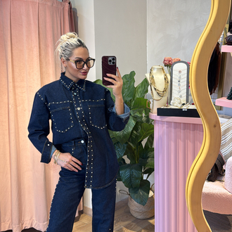 Zımba Detay Premium Denim Takım
