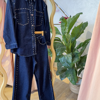 Zımba Detay Premium Denim Takım