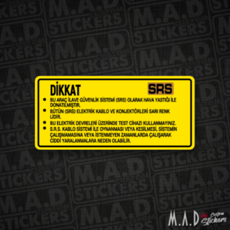 Honda Türkiye Civic kaput altı sarı SRS airbag sticker/etiket