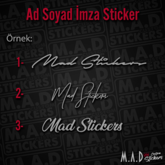 Ad Soyad İmza Sticker (1 adet)(18cm)