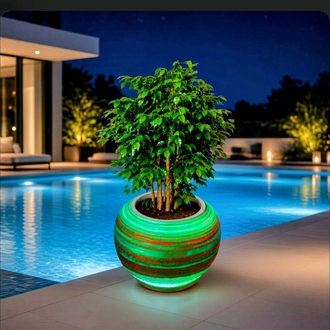 RC LED IŞIKLI JÜPİTER SAKSI & YAPAY AĞAÇ