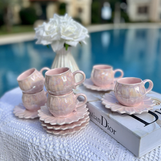 6 lı lale sedefli fincan takımı 120 ml