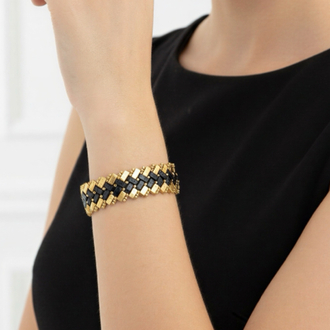 Onyx Gold Tila Bileklik