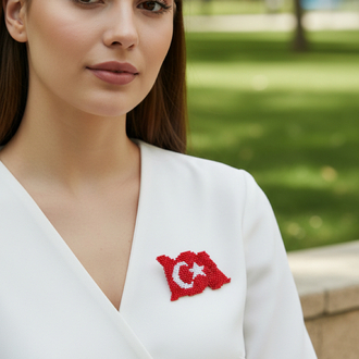 Dalgalanan Türk Bayrağı Broş