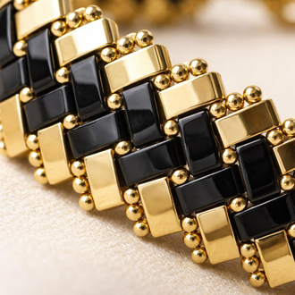 Onyx Gold Tila Bileklik