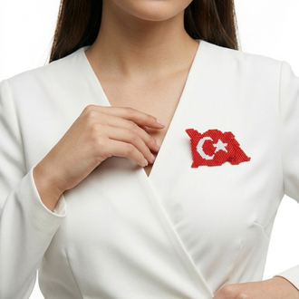 Dalgalanan Türk Bayrağı Broş