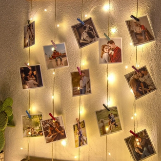 Tasarım Kişiye Özel fotoğraf Dahil Mandallı Jüt Ipli 3 Mt Led Işıklı Dogan Ahşap Çerçeve