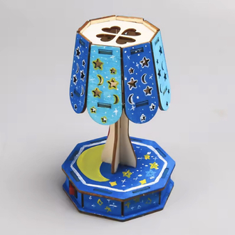 Ahşap El Sanatları Seti Renkli Küçük Masa Lambası DIY Bilim Bina Projeleri