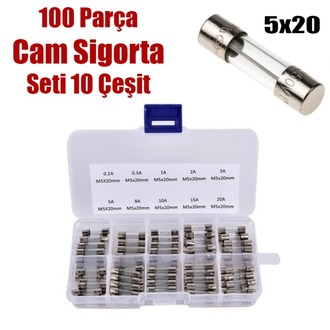 Cam Sigorta Seti 5x20mm 100 Parça Çantalı Set
