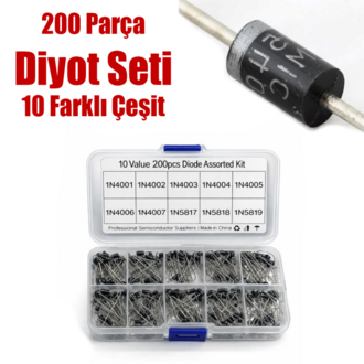 Diyot Seti 100 Parça 10 Çeşit Çantalı Set