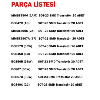 SMD Transistör Seti 10 Çeşit 200 Parça