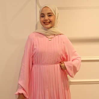 Drapeli Elbise Pembe