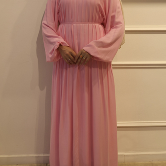 Drapeli Elbise Pembe