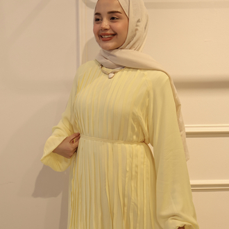 Drapeli Elbise Sarı