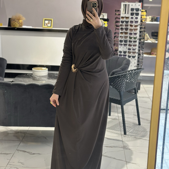 ALMARWAHBLACK KAHVERENGİ ELBİSE