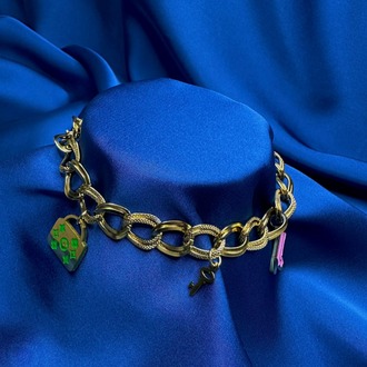 Charm Detay Gold Çelik Bileklik