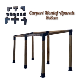 Ahşap Pergola Pergole 8x8 cm 15° Kamelya Montaj Aparatı Demir Bağlantı Braket Bungalov Ev