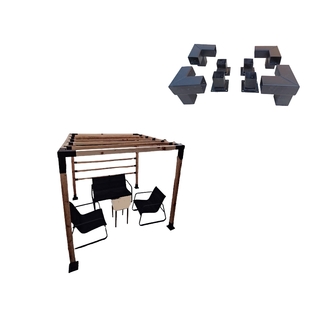 Ahşap Pergola Pergole 8x8 cm 90° Kamelya Montaj Aparatı seti Demir Bağlantı Braket Bungalov Ev