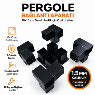 Ahşap Pergola Pergole 10x10cm 90° Kamelya Montaj Aparatı Demir Bağlantı Braket Bungalov Ev