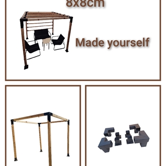 Ahşap Pergola Pergole 8x8 cm 90° Kamelya Montaj Aparatı seti Demir Bağlantı Braket Bungalov Ev