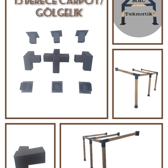 15° 8x8 cm Ev Kapı Gölgelik Carport Pergola Duvar Montaj Seti Demir Bağlantı Braket Çadır