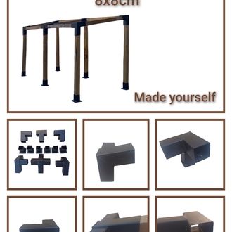 Ahşap Pergola Pergole 8x8 cm 15° Kamelya Montaj Aparatı Demir Bağlantı Braket Bungalov Ev