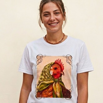 BASKILI BEYAZ T-SHIRT