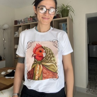 BASKILI BEYAZ T-SHIRT