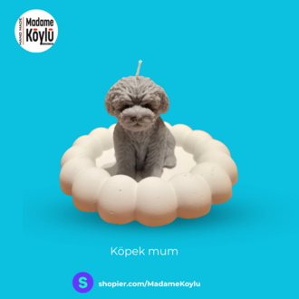 Bitkisel Soya Wax Köpekli Mum ve Tabak