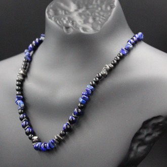 Hematit ve Lapis Lazuli Kolye - El Yapımı, Orijinal Tasarım