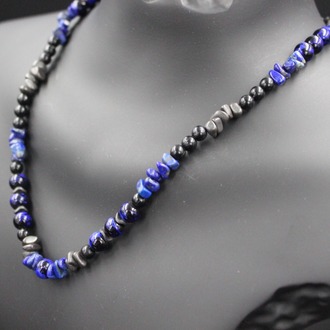 Hematit ve Lapis Lazuli Kolye - El Yapımı, Orijinal Tasarım