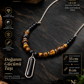 “Kenso Elegance – Doğal Taş Erkek Kolye, Güç ve Zarafet”