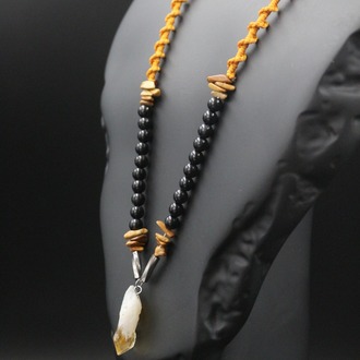 Sitrin Doğaltaş Örme Özel Tasarım Handmade Aksesuar Unisex Kolye