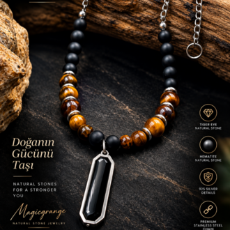 “Kenso Elegance – Doğal Taş Erkek Kolye, Güç ve Zarafet”