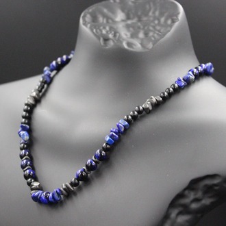 Hematit ve Lapis Lazuli Kolye - El Yapımı, Orijinal Tasarım