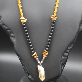 Sitrin Doğaltaş Örme Özel Tasarım Handmade Aksesuar Unisex Kolye