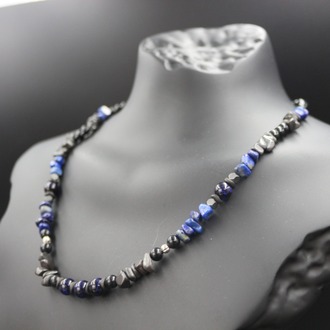 Lapis Lazuli ve Hematit Kolye – El Yapımı, Orijinal Tasarım